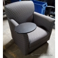 Grey Patterned Reception Sofa Armchair with Swivel Table